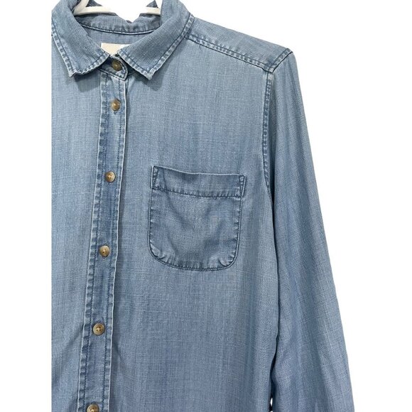 American Eagle Outfitters Top Button Front Blue Denim Mens Size Small - Picture 2 of 5